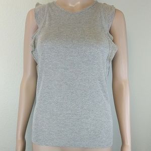 [Madewell] Grey Gold Metallic Ruffle Trim Tank XS